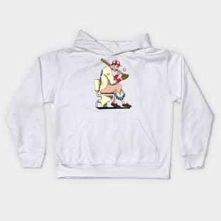 American Baseball Player on the Toilet Kids Hoodie